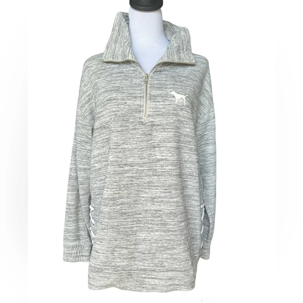 PINK Victoria’s Secret Gray Lace-Up Side Sweatshirt - Size XS
